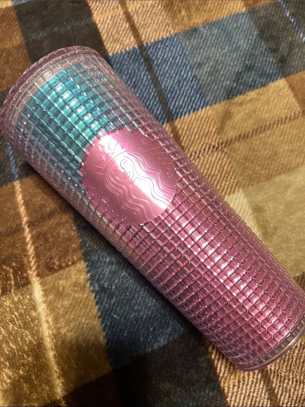 Starbucks Iridescent Pink and Light Blue Studded Tumbler